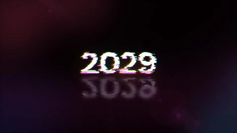 3D rendering 2029 text with screen effects of technological glitches Stockillustratie