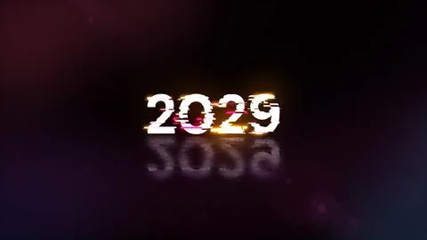 3D rendering 2029 text with screen effects of technological glitches イラスト素材