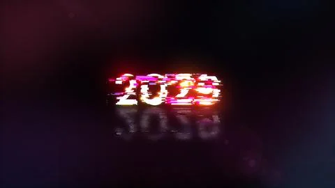 3D rendering 2029 text with screen effects of technological glitches 스톡 일러스트