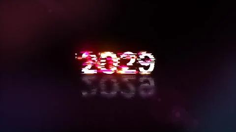 3D rendering 2029 text with screen effects of technological glitches 스톡 일러스트