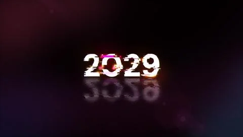 3D rendering 2029 text with screen effects of technological glitches Stock-Illustration