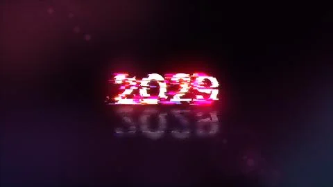 3D rendering 2029 text with screen effects of technological glitches 스톡 일러스트