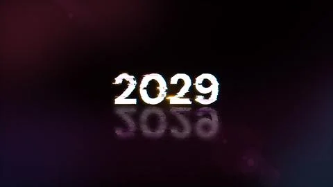 3D rendering 2029 text with screen effects of technological glitches Stock Illustration