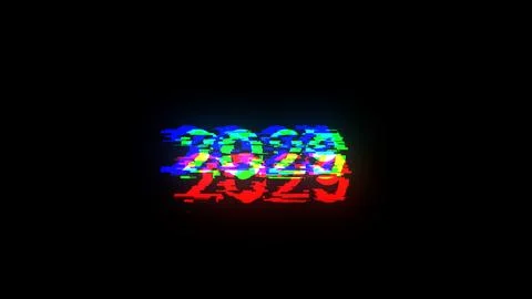 3D rendering 2029 text with screen effects of technological glitches 스톡 일러스트