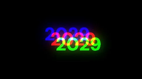 3D rendering 2029 text with screen effects of technological glitches 스톡 일러스트