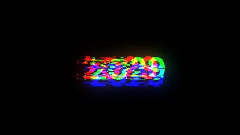 3D rendering 2029 text with screen effects of technological glitches 库存插图