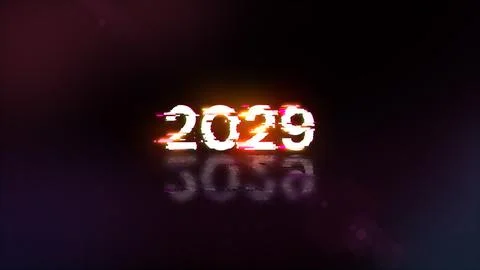 3D rendering 2029 text with screen effects of technological glitches Stock Illustration