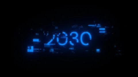 3D rendering 2030 text with screen effects of technological glitches Stock-Illustration