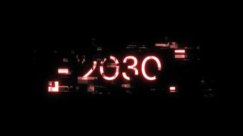 3D rendering 2030 text with screen effects of technological glitches Stock Illustration