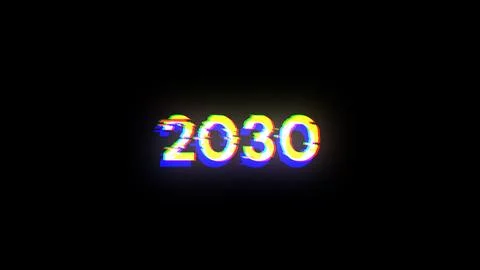 3D rendering 2030 text with screen effects of technological glitches Stock-Illustration