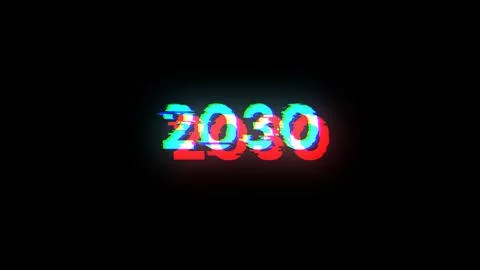 3D rendering 2030 text with screen effects of technological glitches Stock Illustration
