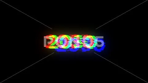 3D rendering 2030 text with screen effects of technological glitches Illustration
