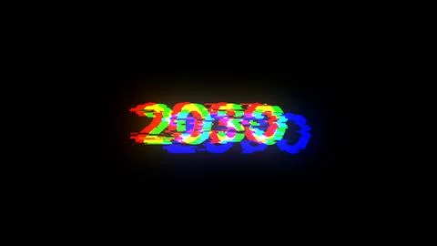 3D rendering 2030 text with screen effects of technological glitches Stock-Illustration