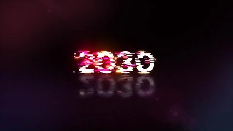 3D rendering 2030 text with screen effects of technological glitches Stock Illustration