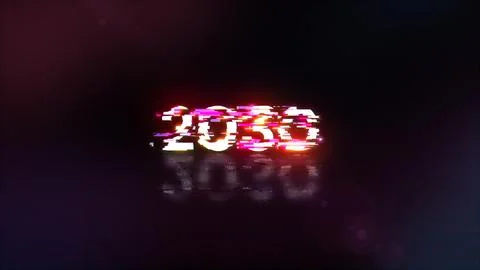 3D rendering 2030 text with screen effects of technological glitches Stock Illustration