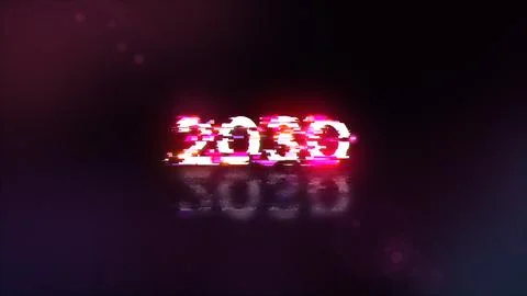3D rendering 2030 text with screen effects of technological glitches Stock Illustration