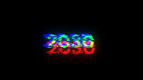 3D rendering 2030 text with screen effects of technological glitches Stock Illustration