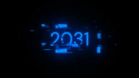 3D rendering 2031 text with screen effects of technological glitches Stock Illustration