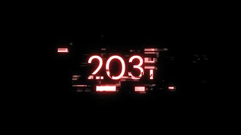 3D rendering 2031 text with screen effects of technological glitches Stock-Illustration