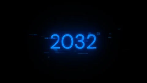 3D rendering 2032 text with screen effects of technological glitches Stock Illustration