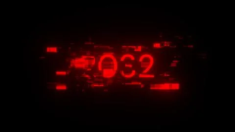 3D rendering 2032 text with screen effects of technological glitches Stock-Illustration