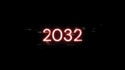 3D rendering 2032 text with screen effects of technological glitches Stock Illustration