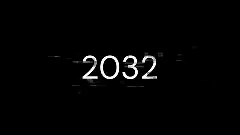 3D rendering 2032 text with screen effects of technological glitches Stock Illustration