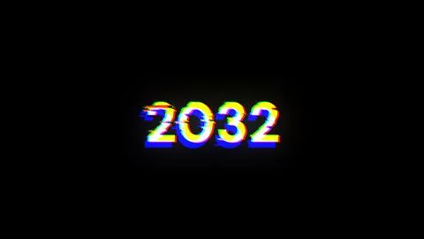 3D rendering 2032 text with screen effects of technological glitches Stock-Illustration