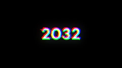 3D rendering 2032 text with screen effects of technological glitches Stock Illustration