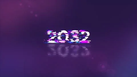 3D rendering 2032 text with screen effects of technological glitches Stock Illustration
