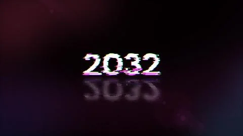 3D rendering 2032 text with screen effects of technological glitches Stock Illustration