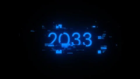 3D rendering 2033 text with screen effects of technological glitches Stock Illustration