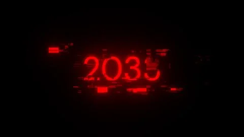 3D rendering 2033 text with screen effects of technological glitches Stock Illustration