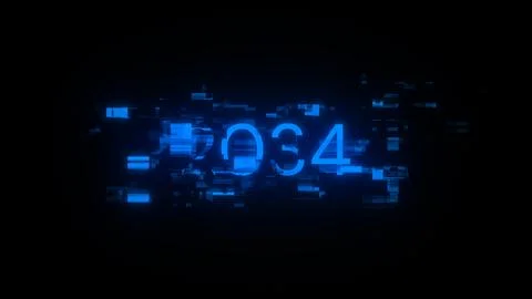 3D rendering 2034 text with screen effects of technological glitches Foto stock
