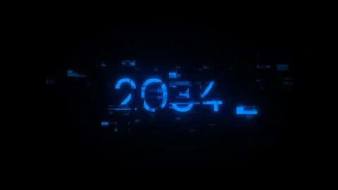 3D rendering 2034 text with screen effects of technological glitches 스톡 사진