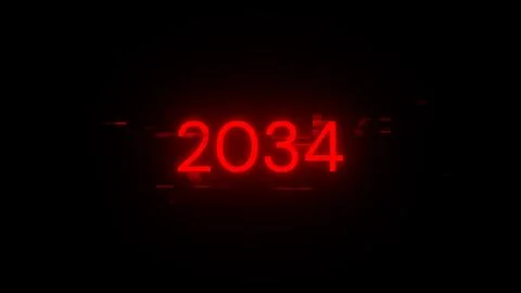 3D rendering 2034 text with screen effects of technological glitches 스톡 사진