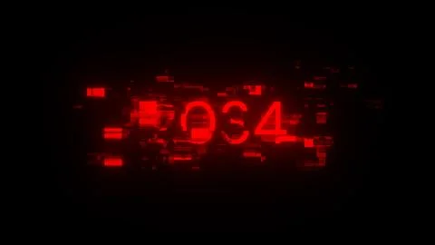 3D rendering 2034 text with screen effects of technological glitches Stock Photos