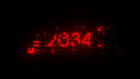 3D rendering 2034 text with screen effects of technological glitches Foto stock