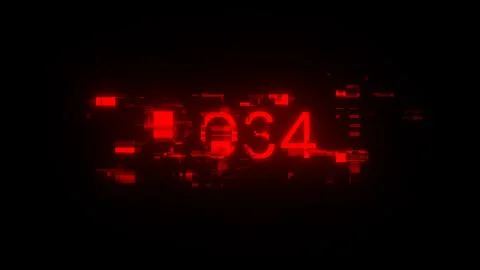 3D rendering 2034 text with screen effects of technological glitches Stock-Fotos
