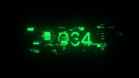 3D rendering 2034 text with screen effects of technological glitches 写真素材