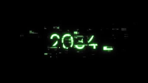 3D rendering 2034 text with screen effects of technological glitches Foto stock
