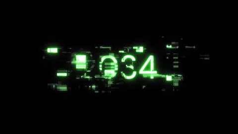 3D rendering 2034 text with screen effects of technological glitches Stock-Fotos