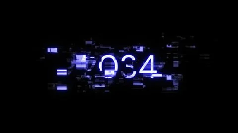 3D rendering 2034 text with screen effects of technological glitches Foto stock