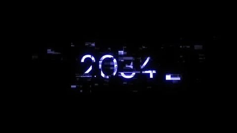 3D rendering 2034 text with screen effects of technological glitches 스톡 사진