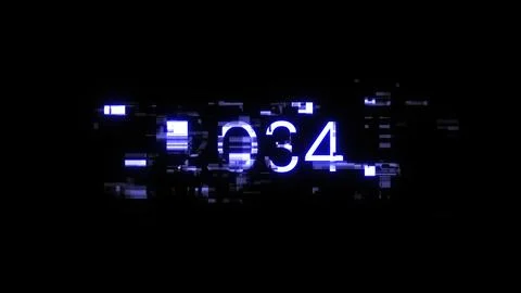 3D rendering 2034 text with screen effects of technological glitches Stock Photos