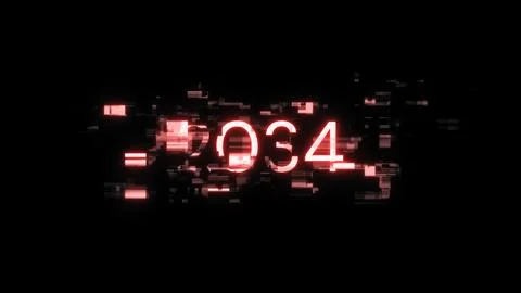 3D rendering 2034 text with screen effects of technological glitches Foto stock