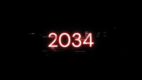 3D rendering 2034 text with screen effects of technological glitches Foto stock