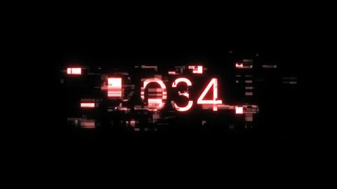 3D rendering 2034 text with screen effects of technological glitches Stock Photos