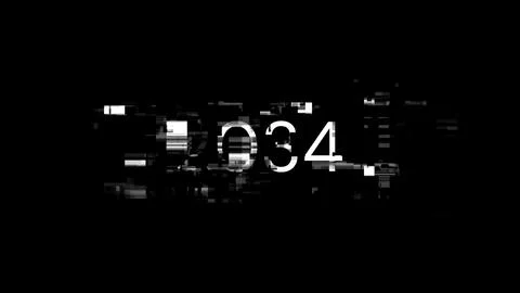 3D rendering 2034 text with screen effects of technological glitches Foto stock
