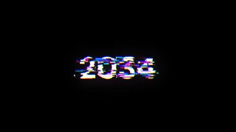 3D rendering 2034 text with screen effects of technological glitches Foto stock